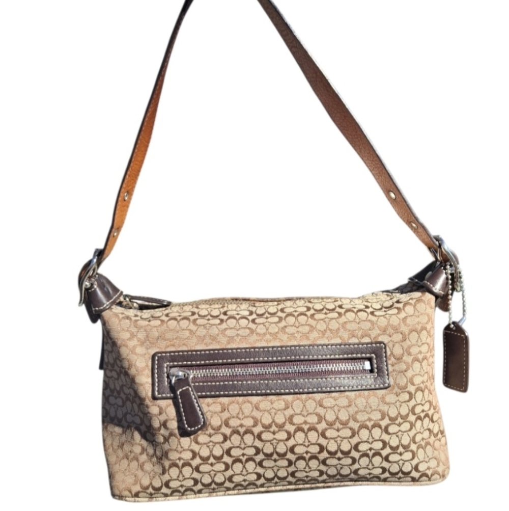 2003 Vintage y2k Coach Demi Shoulder Bag in Brown Mini Signature Jacquard Purse